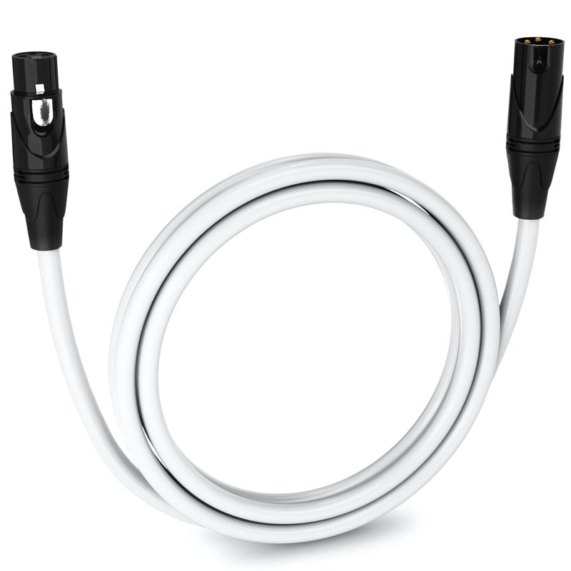 LyxPro 6 Feet XLR Microphone Cable Balanced Male to Female 3 Pin Mic Cord for Powered Speakers Audio Interface Professional Pro Audio Performance and Recording Devices - White - Image 1